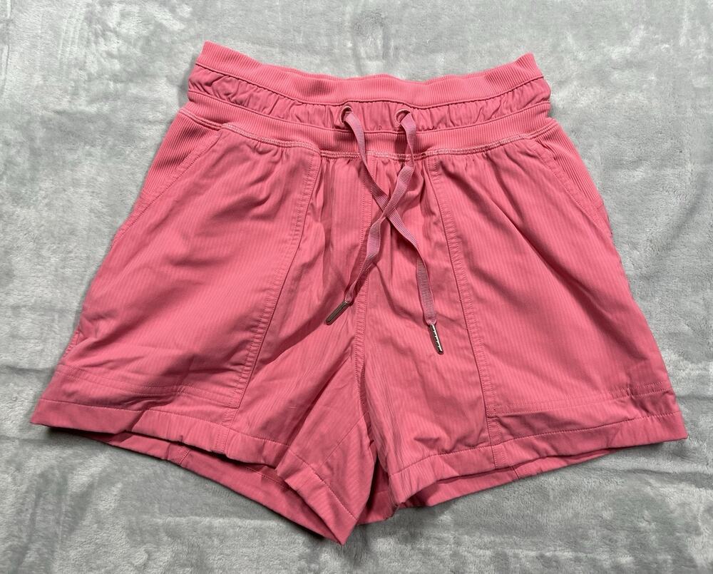 Lululemon Dance Studio Size 0 High Rise Shorts 3.5” Coral Pink Pockets Comfort